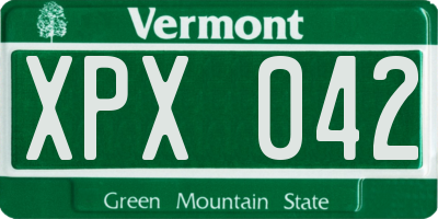 VT license plate XPX042