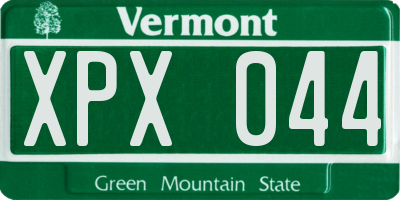 VT license plate XPX044