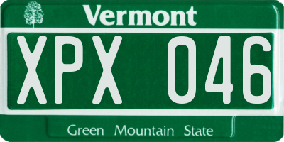 VT license plate XPX046