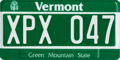 VT license plate XPX047