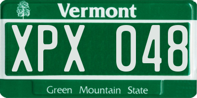 VT license plate XPX048
