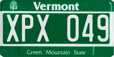 VT license plate XPX049