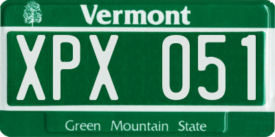 VT license plate XPX051