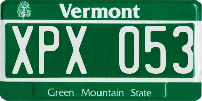 VT license plate XPX053
