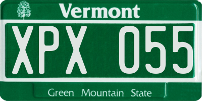 VT license plate XPX055