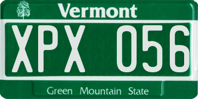 VT license plate XPX056
