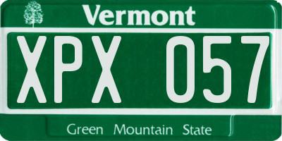 VT license plate XPX057