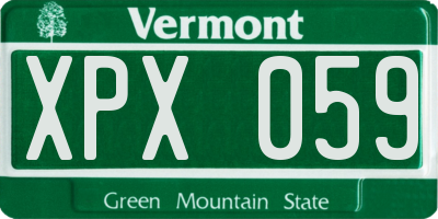 VT license plate XPX059