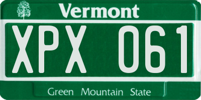 VT license plate XPX061