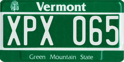 VT license plate XPX065