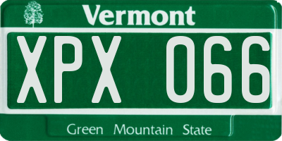 VT license plate XPX066