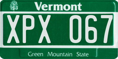VT license plate XPX067