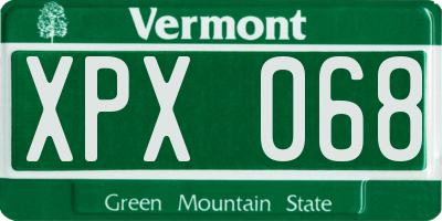 VT license plate XPX068