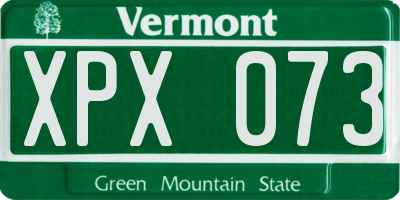 VT license plate XPX073