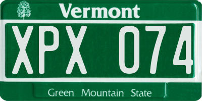 VT license plate XPX074