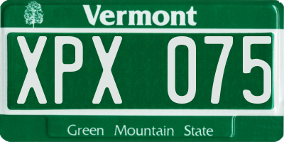 VT license plate XPX075
