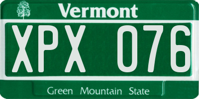 VT license plate XPX076