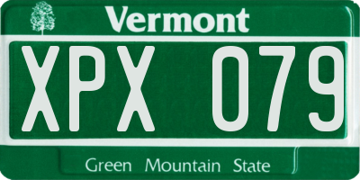 VT license plate XPX079