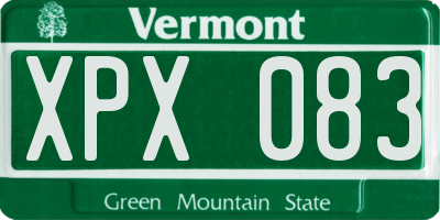 VT license plate XPX083