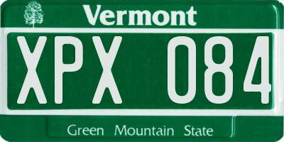 VT license plate XPX084