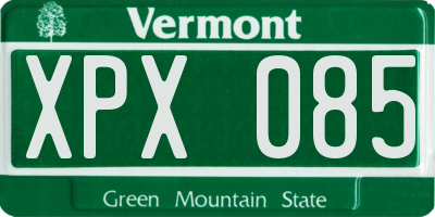 VT license plate XPX085
