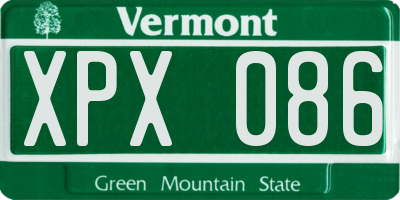 VT license plate XPX086