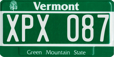 VT license plate XPX087