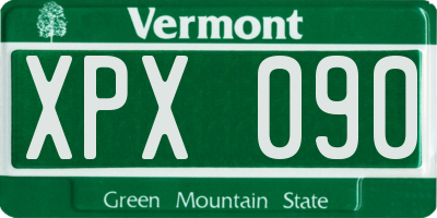 VT license plate XPX090