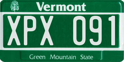 VT license plate XPX091