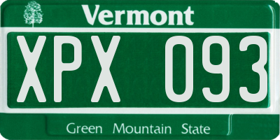 VT license plate XPX093