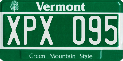 VT license plate XPX095