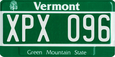 VT license plate XPX096