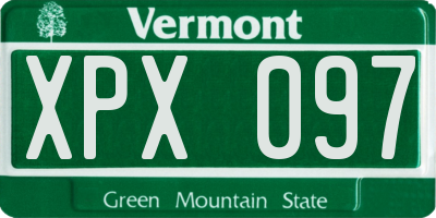 VT license plate XPX097