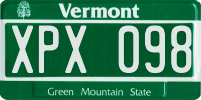 VT license plate XPX098