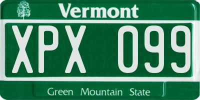 VT license plate XPX099