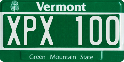 VT license plate XPX100