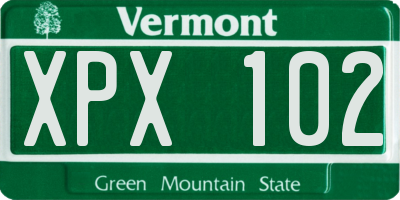 VT license plate XPX102