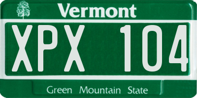 VT license plate XPX104