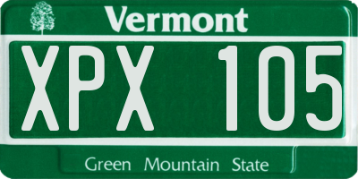 VT license plate XPX105