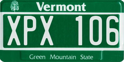 VT license plate XPX106