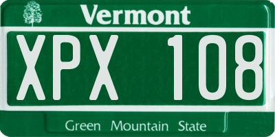 VT license plate XPX108