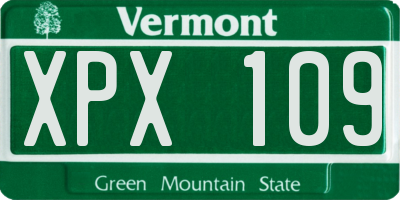 VT license plate XPX109