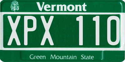 VT license plate XPX110