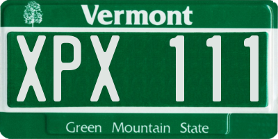 VT license plate XPX111