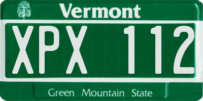 VT license plate XPX112