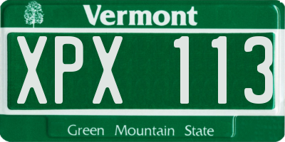 VT license plate XPX113