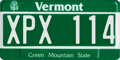 VT license plate XPX114