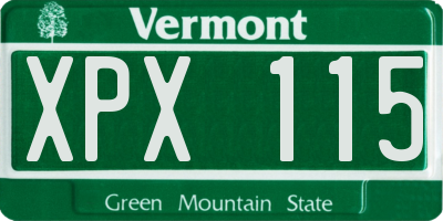 VT license plate XPX115
