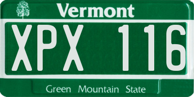 VT license plate XPX116
