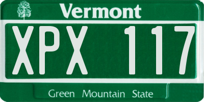 VT license plate XPX117